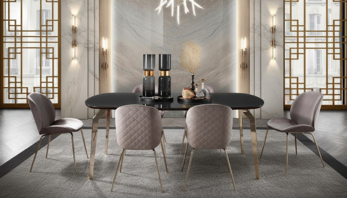 Mueble de mesa de madera de lujo nuevo para comedor, juego completo de 7 piezas.