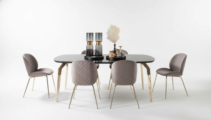 Mueble de mesa de madera de lujo nuevo para comedor, juego completo de 7 piezas.