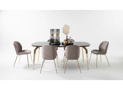Mueble de mesa de madera de lujo nuevo para comedor, juego completo de 7 piezas.