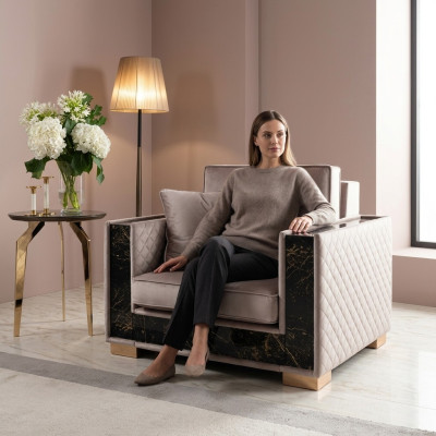 Diseñador de tapicería Textil 1 asiento Cojín Asiento Sofá Nuevo Sillón 120x102cm Sofá
