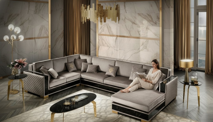Sofá de esquina en forma de U para la sala de estar, sofá, sofá con asientos acolchados, sofás, muebles, sofá italiano.