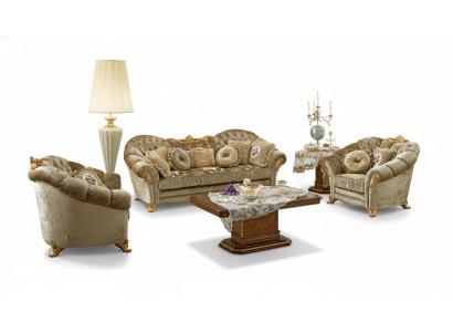 Muebles de lujo, juego de sofás, sofá, estilo barroco rococó, tapizado, 3+1+1 plazas, madera, conjunto de 3 piezas.
