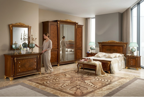 Conjunto de lujo barroco rococó camas conjuntos mesita de noche armario 7 piezas dormitorio.