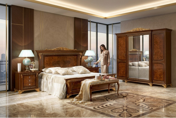 Grupo de lujo a juego Nuevo cama 2x mesita de noche 3 unidades Dormitorio Set