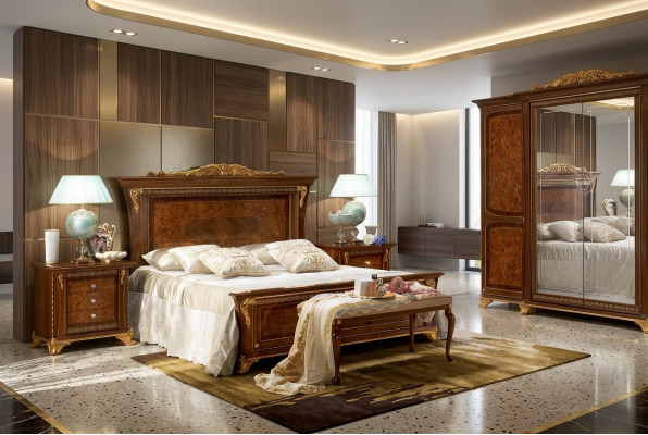 Grupo de lujo a juego Nuevo cama 2x mesita de noche 3 unidades Dormitorio Set