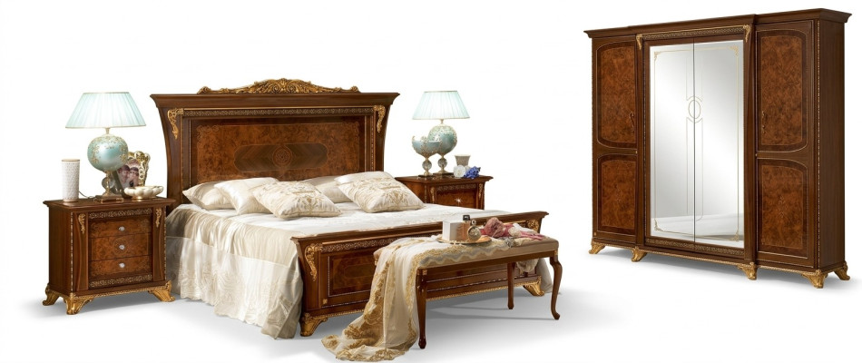 Grupo de lujo a juego Nuevo cama 2x mesita de noche 3 unidades Dormitorio Set