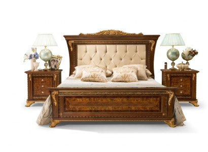 Diseño de cama 2x mesitas de noche 3 piezas Conjunto de muebles de dormitorio Clásico Camas