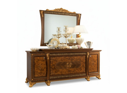 Conjunto de cómodas muebles italianos 2 piezas cómoda con espejo madera maciza aparador