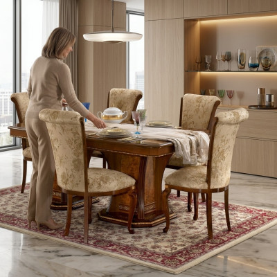 Silla de madera marrón Muebles italianos Tapizado Silla de salón Sillas de lujo Sillón