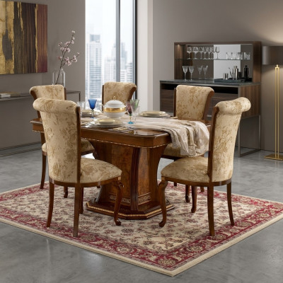 Silla de madera marrón Muebles italianos Tapizado Silla de salón Sillas de lujo Sillón