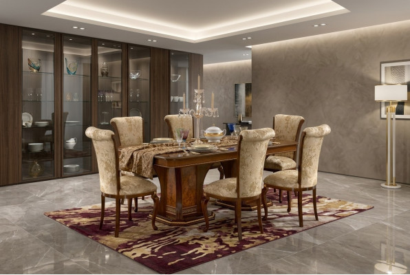 Set de comedor, juego de sillas 6x, grupo de comedor de estilo antiguo con mesa 7 piezas. Nuevo.