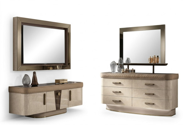 Conjunto de muebles de madera para el hogar, diseño de armario nuevo, set de sala de estar, cómoda y espejo.