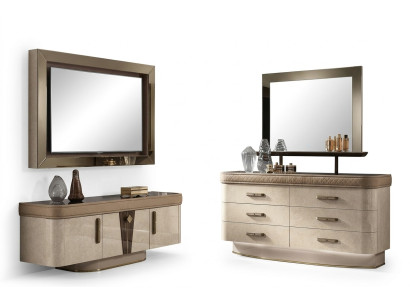 Conjunto de muebles de madera para el hogar, diseño de armario nuevo, set de sala de estar, cómoda y espejo.