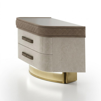 Dormitorio Consola Mesa de Noche Mesa Auxiliar Diseño Moderno Muebles Madera Beige Nuevo