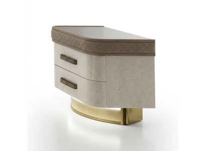Dormitorio Consola Mesa de Noche Mesa Auxiliar Diseño Moderno Muebles Madera Beige Nuevo