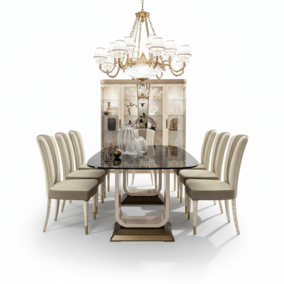 Mesa de comedor de madera conjunto de comedor 6x juego de sillas sillas grupo Italia