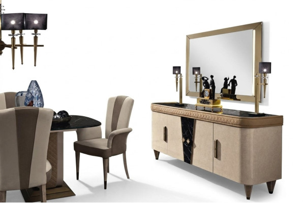 Muebles Cómoda Armario Diseño Lujo Aparador de 2 piezas Cómoda con Espejo Consola