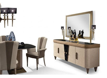 Muebles Cómoda Armario Diseño Lujo Aparador de 2 piezas Cómoda con Espejo Consola