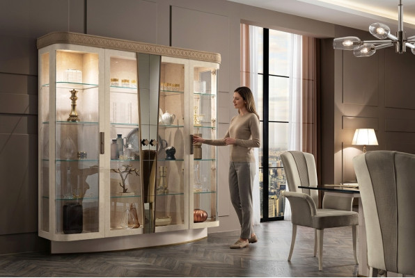 Vitrina Armario del salón Aparador Armario Vitrina clásica Repisa de cristal Nuevo