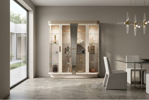 Vitrina Armario del salón Aparador Armario Vitrina clásica Repisa de cristal Nuevo