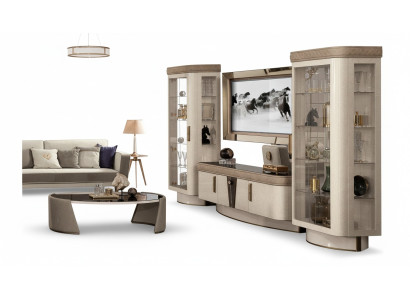 Conjunto de muebles para salón de 4 piezas. Vitrina de sala de estar, estantería, moderno conjunto de muebles de madera para TV.