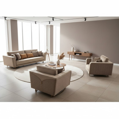 Sofá de 3 plazas con diseño de juego de sillones tapizados en cuero Sofá italiano.