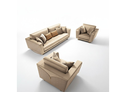 Sofá de 3 plazas con diseño de juego de sillones tapizados en cuero Sofá italiano.