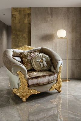 Sofá de lujo de una plaza nuevo para la sala de estar, asiento, mueble, club de descanso del hotel.