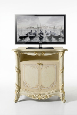 Mueble de TV RTV, estante de diseño para sala de estar, madera beige, estantes, mueble bajo de Italia, nuevo.