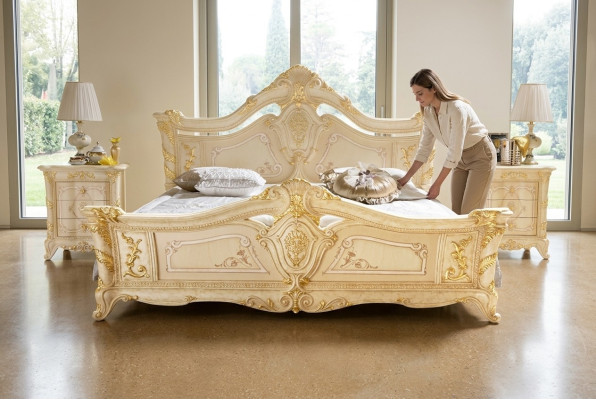 Cama doble Muebles de dormitorio de madera maciza Cama de lujo MobilPiu
