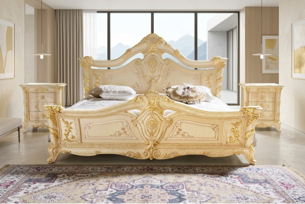 Cama doble Muebles de dormitorio de madera maciza Cama de lujo MobilPiu