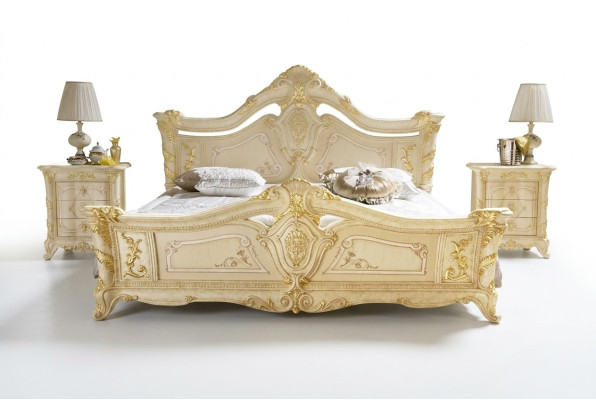 Cama doble Muebles de dormitorio de madera maciza Cama de lujo MobilPiu