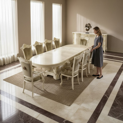 Muebles de madera de Italia, mesas de comedor, amueblado, mesa de comedor de lujo, mesa maciza.