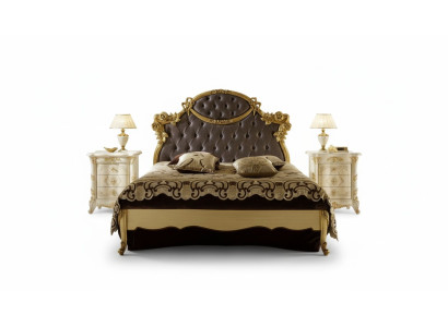 Chesterfield Cama clásica Muebles de lujo Barroco Hotel Cama de cuero dormitorio