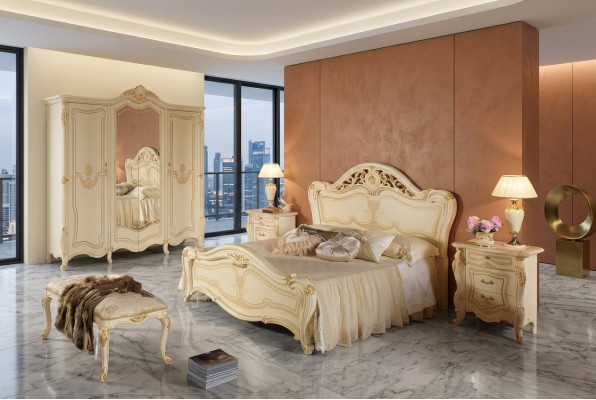 Cama de madera Set de dormitorio Muebles Moderno Lujo Camas Nuevas 2 mesitas de noche 3 piezas
