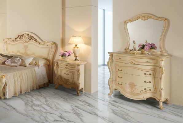 Diseño Muebles Armario Grupo Nuevo Lujo 2 piezas Cómoda Espejo Madera Conjunto Clásico
