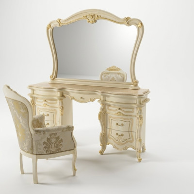 Tocador + Silla Tocador Mesa de cosméticos Espejo Cómoda Mesas 3 piezas