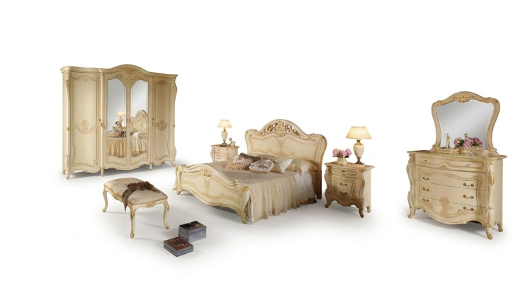 Diseño de dormitorio lujo Set camas Conjuntos de cama Mesita de noche Armario 7 piezas.