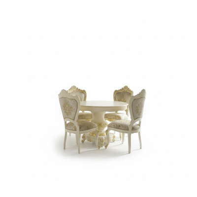 Mesa redonda de lujo de madera maciza italiana para el comedor, mesas redondas muebles de comedor nuevos.
