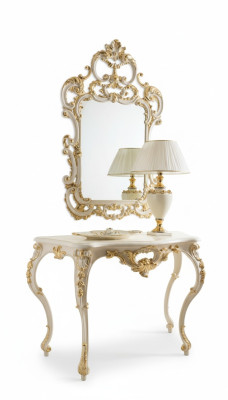Mesa de consola Espejo Aparador conjunto de 2 piezas Nuevo Madera Muebles italianos Estilo barroco