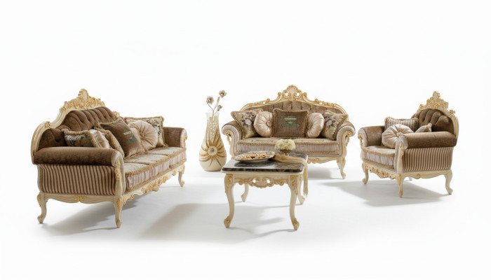 Sofá sofá terciopelo acolchado asiento 3+2 plazas juego de salón diseño madera sofás italiano