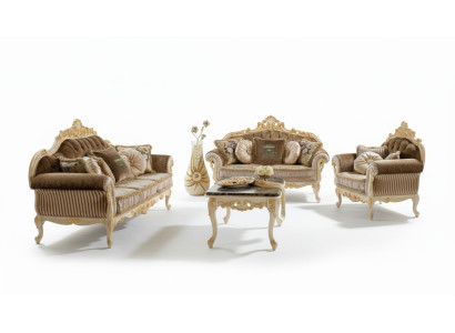 Sofá sofá terciopelo acolchado asiento 3+2 plazas juego de salón diseño madera sofás italiano