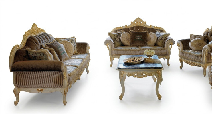 Conjunto de sofás de 3 + 2 plazas para la sala de estar, muebles tapizados de estilo Art déco, sofá de tela.