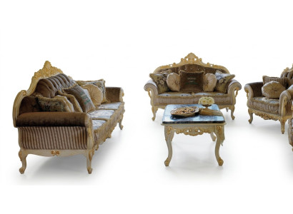 Conjunto de sofás de 3 + 2 plazas para la sala de estar, muebles tapizados de estilo Art déco, sofá de tela.