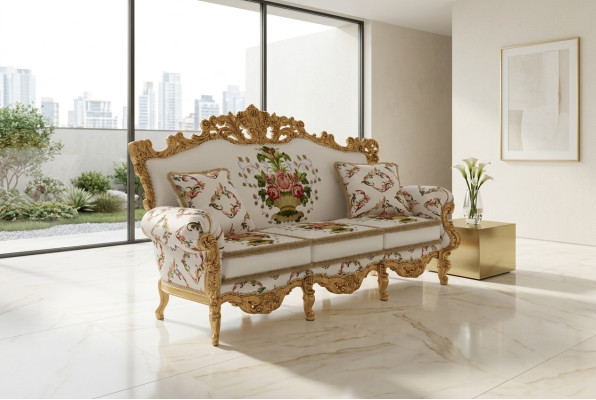 Diseño clásico, sofá de lujo tapizado en tela de terciopelo de 3 plazas, mueble nuevo.