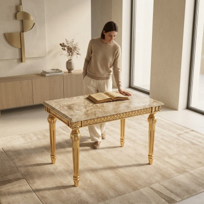 Mesa auxiliar Dormitorio Mesa auxiliar Muebles de diseño clásico Madera Dorado Nuevo