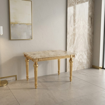 Mesa auxiliar Dormitorio Mesa auxiliar Muebles de diseño clásico Madera Dorado Nuevo
