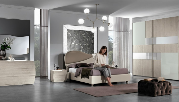 Conjunto completo de dormitorio moderno real cama armario mesita de noche 5 piezas
