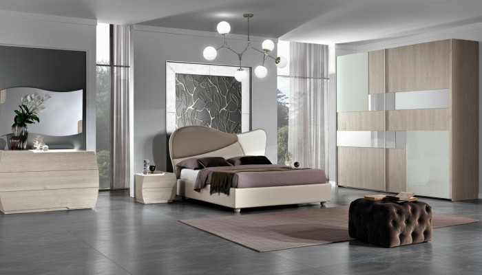 Conjunto completo de dormitorio moderno real cama armario mesita de noche 5 piezas