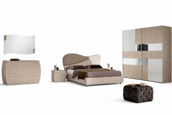 Conjunto completo de dormitorio moderno real cama armario mesita de noche 5 piezas